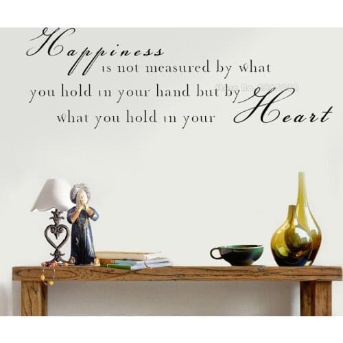 Happiness Is What You Hold In Heart Vinyl Wall Decal Kids Room Living Room Decor Art Mural Lettering Quotes Wall Stickers LL2639