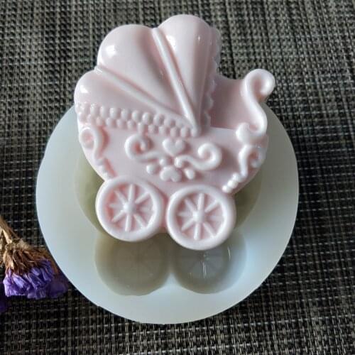 QT0167 PRZY Silicone Mold Baby Carriage Soap Mould Pram Handmade Soap Making Molds Candle Silicone Mold Resin Clay Moulds