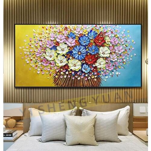 Modern Handpainted Large Tree Flower Oil Painting On Canvas Abstract Home Wall Decor Art Posters Picture For Living Room Gift