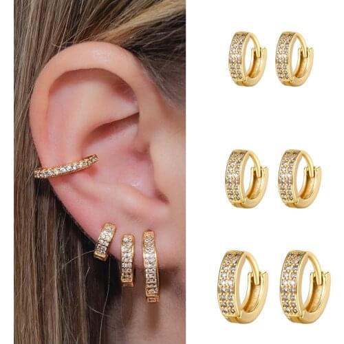 CRMYA Sparkly Cubic Zirconia Silver Gold Plated Hoop Earrings For Women Wedding Trendy Jewelry Party wholesale