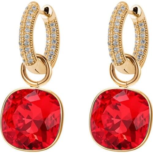 11.11 Fashion Square Earrings Drop Earring High Quality Austrian Crystal Color Plated Charm Bijoux for Women Mothers Day Gift