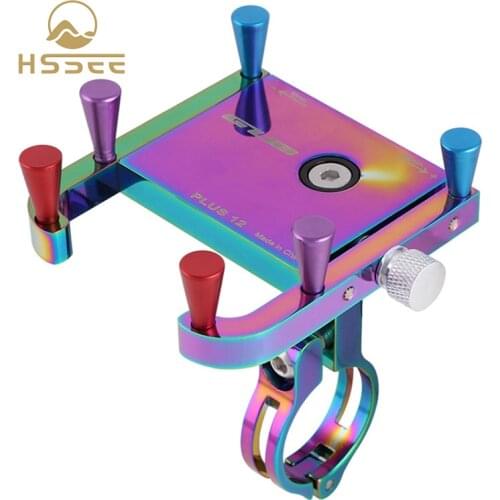 HSSEE 2021 Bicycle phone holder electroplating color gradient aluminum alloy 360°rotating bike phone holder bicycle accessories