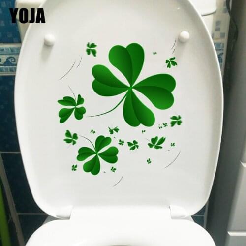 YOJA 19.5*23.2CM Wind Blown Four-Leaf Clover Fresh Room Wall Sticker Home Toilet WC Decor T1-1030