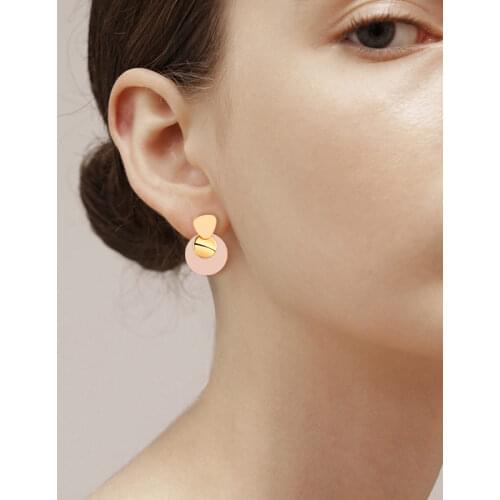 Korean Womens Earrings Fashion Geometric Round Blue Pink Acrylic Sequined Gold Drop Earring for Women 2020 Trend Jewelry New