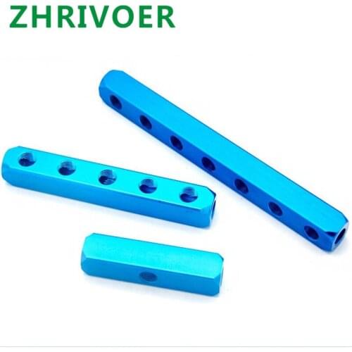 1/4" PT Thread Port Way Pneumatic Quick Connector Air Hose Aluminum Manifold Block Splitter Connector Fittings 2 3 4 5 6 7 8 9