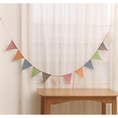 1set=12flags Jute Hessian Burlap Bunting Multicolor Banner home decoration Vintage Wedding party Christmas new year Decor Banner