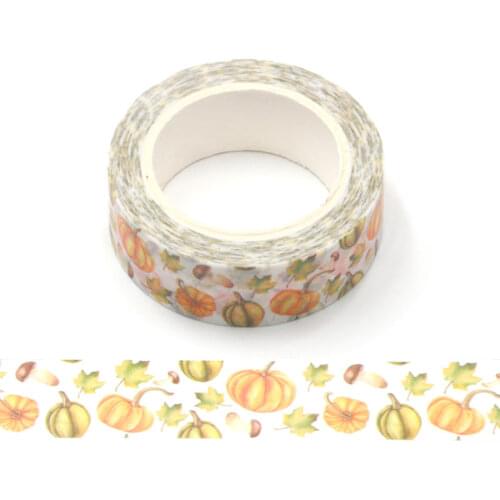 1PC 15mm*10m Thanksgiving Pumpkin Yellow Leaves Be Thankful Masking Decorative Tapes masking tape scrapbooking designer mask