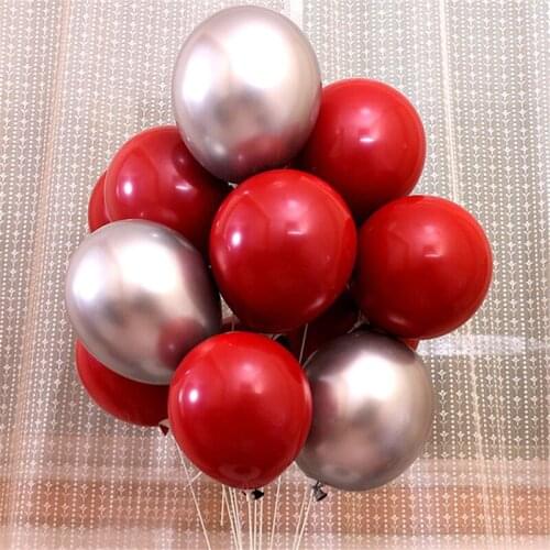100/50pcs Garnet red balloons heart Ponegranate red metal gold silver balloon wedding Anniversary birthday party decorti balloon