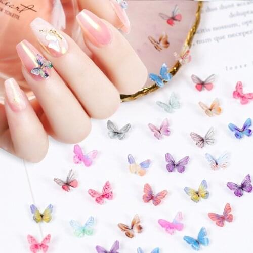 30 PCS/Wheel 3D Colorful Butterfly Charm Nail Art Rhinestones Decoration Pixie Ornaments DIY Manicure