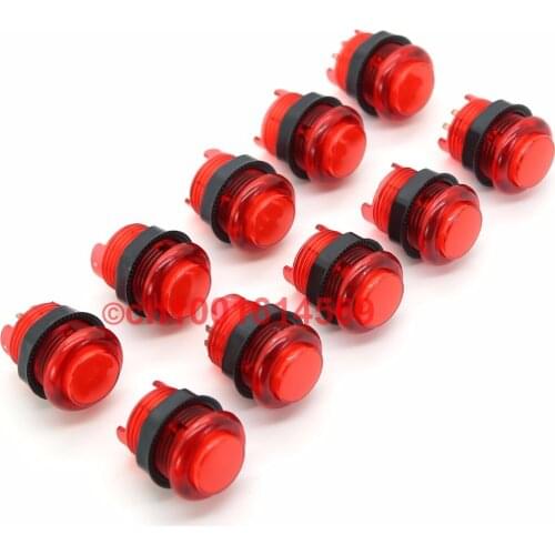 Reyann New Red 10Pcs/lot 5V Arcade Game LED Illuminated Arcade LED Button To LED Arcade Game DIY Parts & LED Joystick & JAMMA