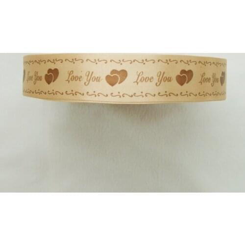 Free Shipping 1inch 10Yards/Lot champagne color light coffee Love&sweet heart one faceSoft Satin ribbon
