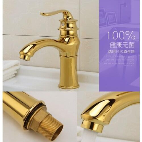 Free shipping antique basin faucet and rose gold bathroom faucet of hot cold gold bathroom basin sink mixer taps