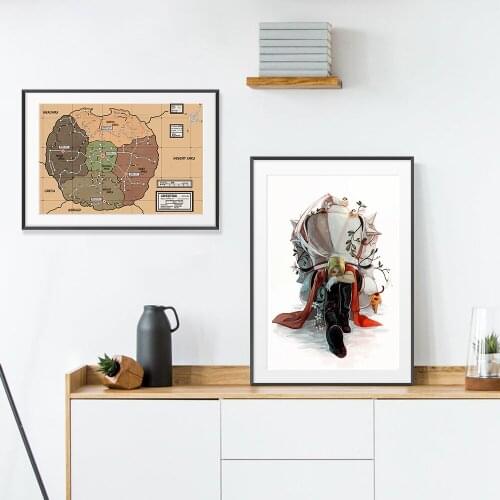 Fullmetal Alchemist World Map Poster Edward Elric Alphonse Elric Anime Art Print Canvas Painting Wall Pictures Living Room Decor