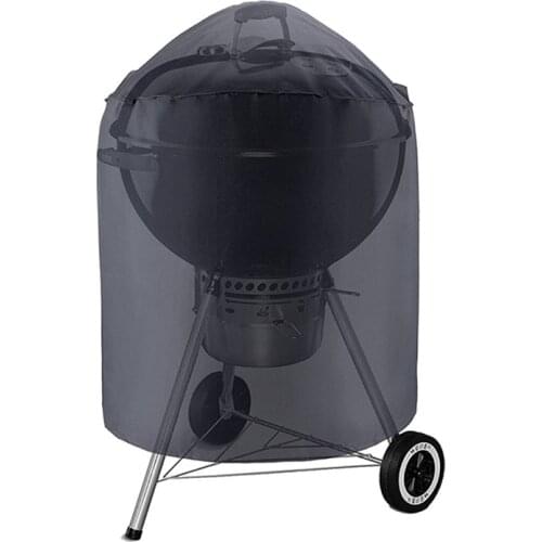 BBQ cover Outdoor Waterproof Round Kettle BBQ Grill Barbecue Cover Black Polyester Protector UV Resistant Easy Cleaning Durable