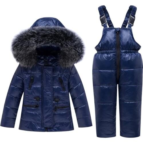 Children winter clothes set toddler boys down jacket and pants suit kids outerwear coat for baby girls 80-120cm snowsuit dwq681