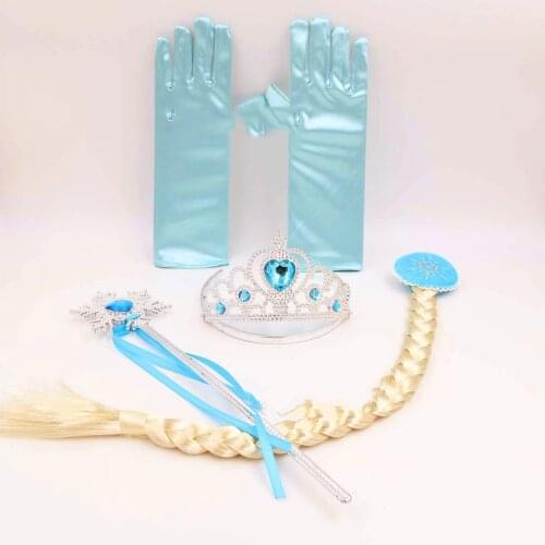 Disneyland ice and snow, Aisha crown, snowflake stick, wig, braid, four piece suit girls hair accessories hair ties