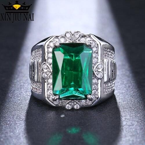 European Luxury Green Square Wedding Peridot Rings for Women Creative Personality AAA Cubic Zirconia Engagement Rings Jewelry