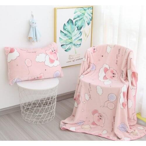 Kirby flannel blanket queen size nap quilt kawaii anime Baby quilt Exquisite bed decoration gift for kid childrens day present
