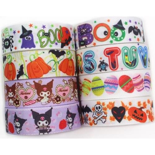 I-191004-2332,7/8'' 22mm,10 yards Halloween Thermal transfer Printed grosgrain Ribbons,bow cap accessories and decorations