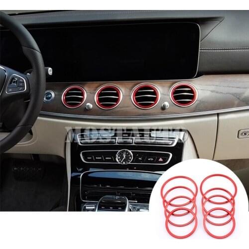 Interior Console Air Vent Outlet Trim Cover Ring For Benz E Class W213 S213 2017-2018 8pcs Red/Blue Car Accessories Interior
