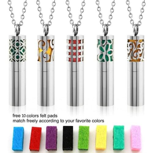 316l Stainless Steel Round Essential Oil Diffuser Necklace Fashion Aromatherapy Pendant With Free Pads LSJH01-05