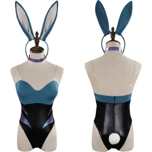 LoL Akali The Rogue Assassin KDA Cosplay Costume Bunny Girls Jumpsuit Outfits Halloween Carnival Suit