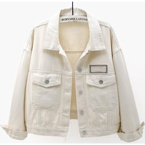 Spring Fashion Loose Short Denim Jacket Women Black Outerwear Chaqueta Mujer Korean Patch design Solid Jeans Jacket Coat Female