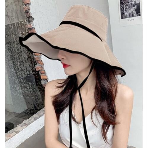Summer Women Double-sided Sun Hat Foldable Anti-UV Beach Sun Floppy Hats Flat Caps Wide Brim Travel Sun Hats Cap Girl