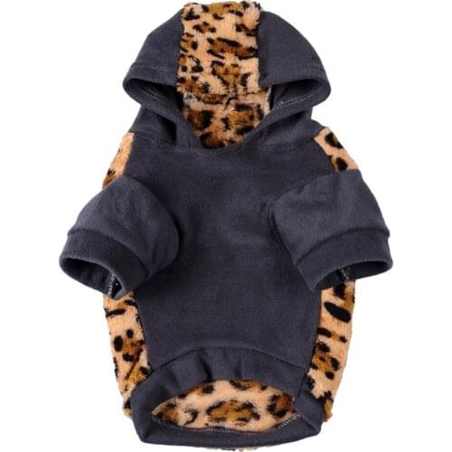 Pet Dog Puppy Cute Leopard Winter Warm Soft Sweater Hoodie Jumpsuit Coat Clothes Outwear 1pcs Pet supplies