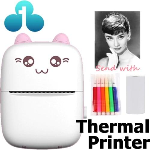 Mini Portable Thermal Printer CAT Print Paper Photo Pocket Thermal Printer 58mm Printing Wireless Bluetooth Android IOS Printers
