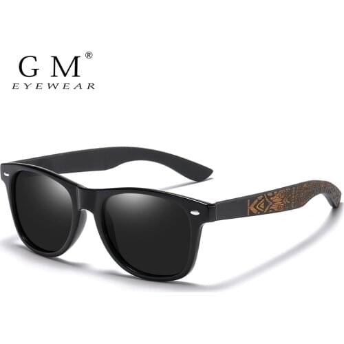 GM Natural Bamboo Sunglasses for Men Wood Sun Glasses Polarized Sunglasses Rectangle Lenses Driving UV400 S5097