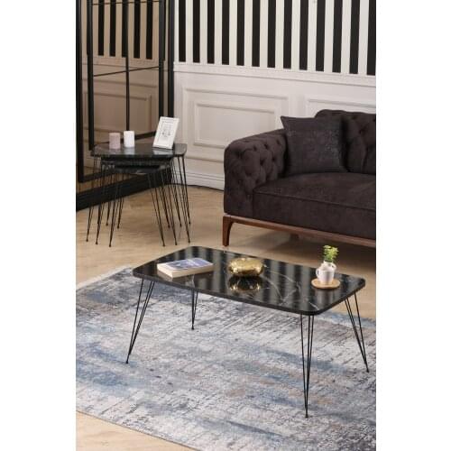 Modern Zigon And Medium coffee table Set Black Marble Pattern coffee tables table basse furniture living room table