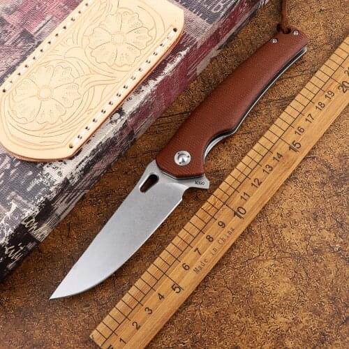New M390 blade linen handle outdoor survival tactics camping hunting self-defense multifunctional EDC tool fruit folding knife