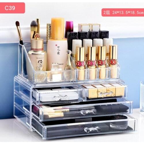 New Clear Acrylic Makeup Storage Case Nail Polish Rack Lipstick Cosmetic Storage box Holder Makeup Brush Makeup Organize 4 layer