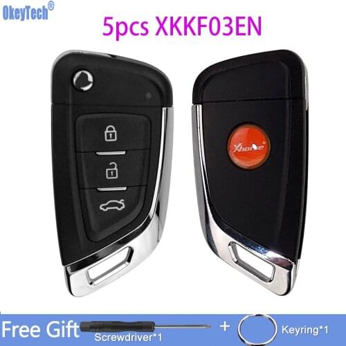 OkeyTech 5pcs/lot XHORSE XKKF03EN 3 Buttons VVDI New Model Universal Remote Wire Remote Key For VVDI Key Tool Knife Style