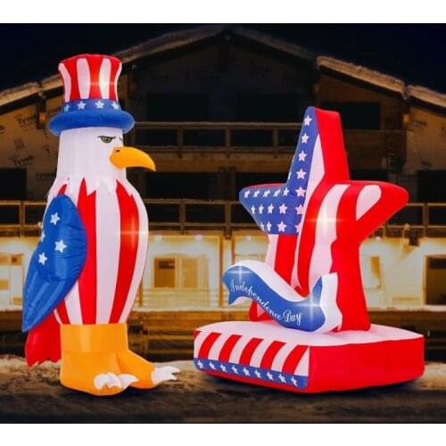 Patriotic Independence Day 4th of July Inflatable American Bald Eagle Lighted Blow up toys Party Decoration for Outdoor Indoor