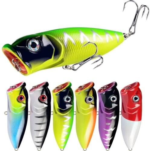 1pcs Fishing Lures Topwater Popper Bait 6.5cm 12g Hard Bait Artificial Wobblers Plastic Fishing Tackle with 6# Hooks