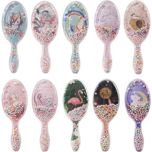 Cartoon Unicorn Hair Comb Brush Air Cushion Comb Transparent Massage Hair Comb Plastic Detangling Hair Brush For Girls Gifts