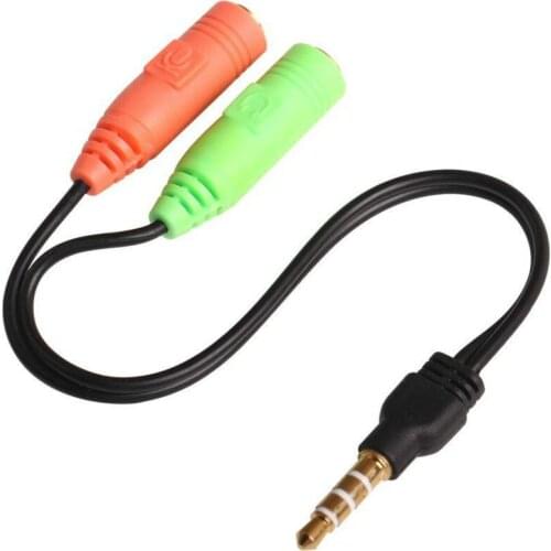Splitter Headphones 3.5 mm Jack Stereo Audio Y-Splitter 2 Female 1 Male Cable Adapter with Separate Headphone / Microphone Plug