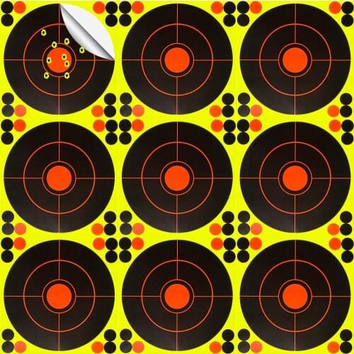 Self-Adhesive Splatter Splash & Reactive Shooting Sticker Targets(Central Red Dot+Cross)-8"X8"-10 Pcs/Pack for all weapons