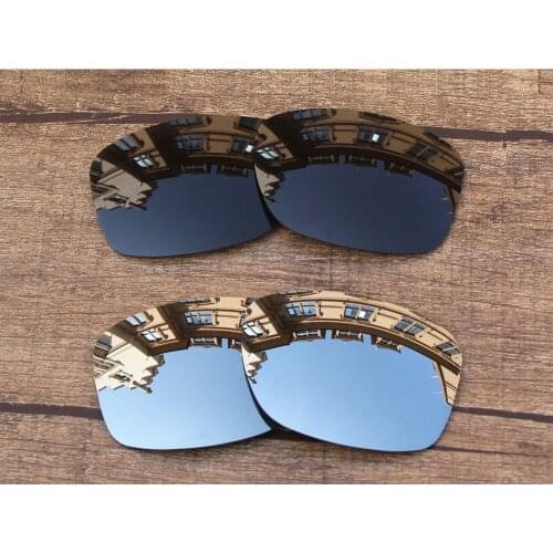 Vonxyz 2 Pairs Stealth Black & Chrome Mirror Polarized Replacement Lenses for-Oakley Jupiter Squared Frame