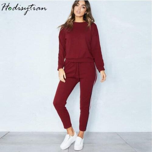 Hodisytian Tracksuits For Women Hoodie Set O Neck Sweatshirts Tops 2 piece Women Suits Casual Knitted Wear Tunic Pants Plus Sizs