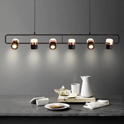 Nordic Strip Led Chandeliers Modern Simple Restaurant Cafe Bar Art Designer Hanging Lights Creative Table Suspended Luminaire