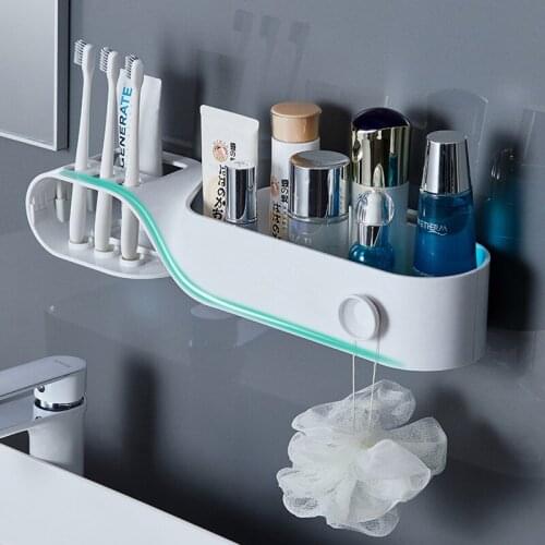 Bathroom punching free toiletries receive bathroom wall multi-functional toothbrush holder cosmetic shelf