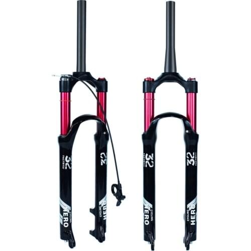 Bright Black Magnesium Alloy 100-120mm Stroke Mountain Bike Air Fork 1750g 26 27.5 29 Bicycle Suspension Plug No Rebound Damping