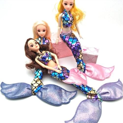 High Quality Colorful Mermaid Clothes For Barbie Doll Bra Fishtail Skirt Dress For 1/6 BJD Doll Cosplay Costume Doll Accessory