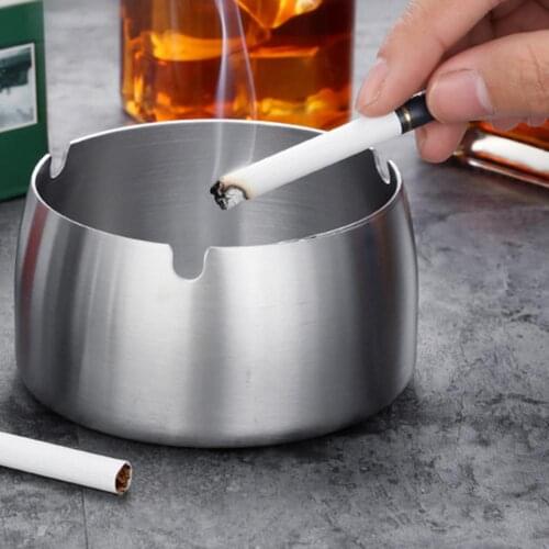 Stainless Steel High Temperature Drop-Resistant Ashtray Cigarettes Smoke Holder Ash Collector Bin Storage Tray Home Bar Decor