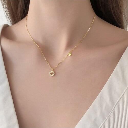 Lucky necklace pendant zirconium diamond four-leaf clover necklace clavicle chain ins womens personality accessories