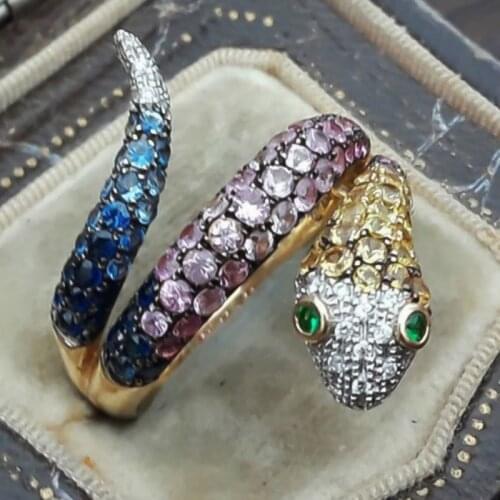 FDLK Fashion Trends Animal Snake Women Ring Gold Silver Color CZ Stone Exquisite Stackable Snake-shape Rings Trendy New