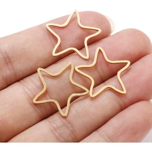 10pcs Stainless Steel Gold Tone Star Link Connectors For DIY Handmade Earring Jewelry Making Findings